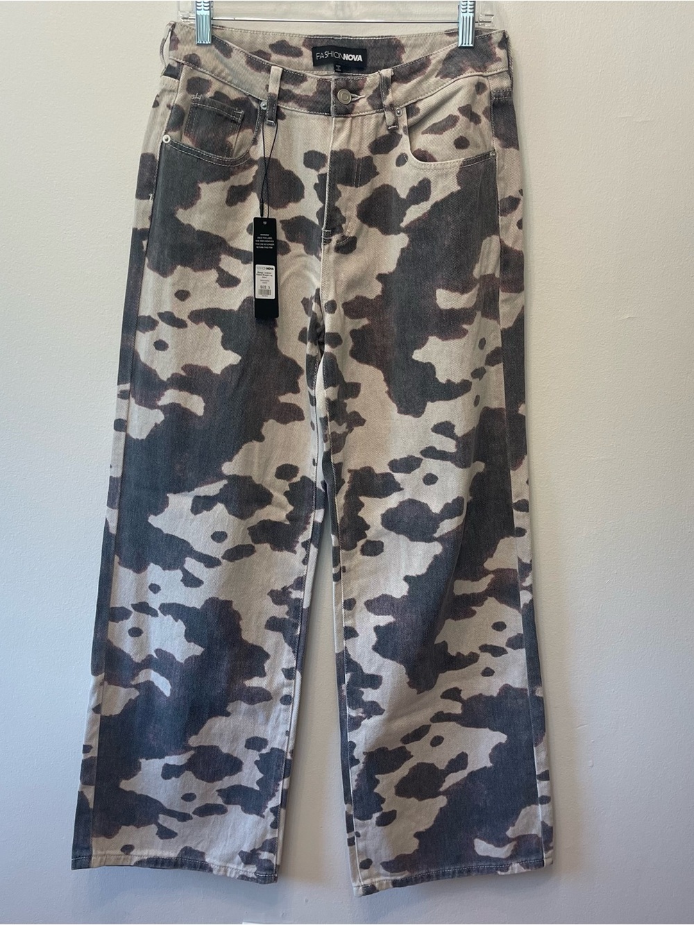 NWT Fashion Nova Wide Leg Cow Print Jeans 5